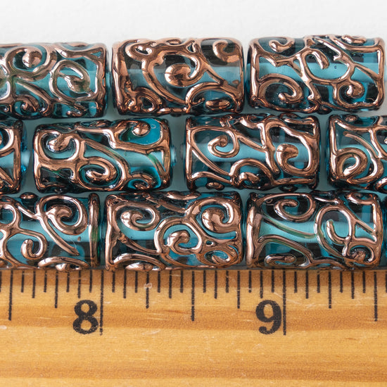Load image into Gallery viewer, Lampwork Tube Beads - 20x10mm - Aquamarine - 2, 4 or 8
