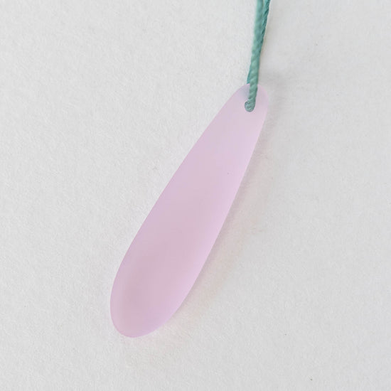10x38mm Frosted Glass Pendant Drops - Pink - 10 Beads
