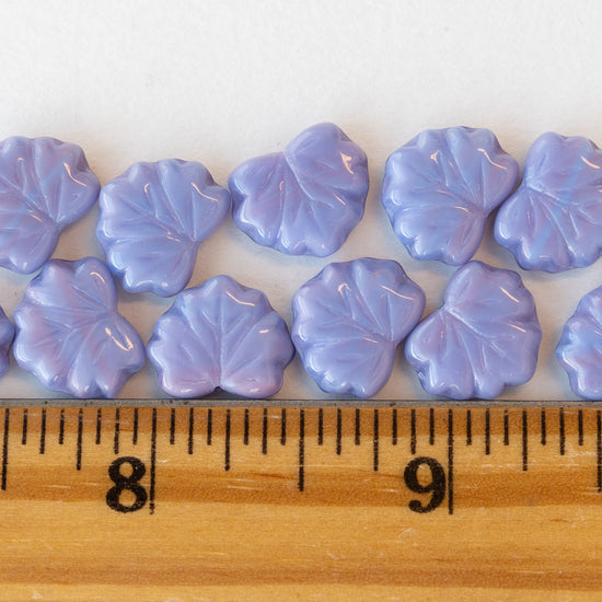 13mm Maple Leaf Beads - Opaque Lavender - 12 Beads