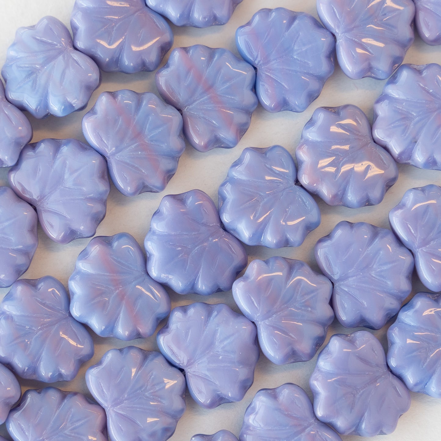 13mm Maple Leaf Beads - Opaque Lavender - 12 Beads