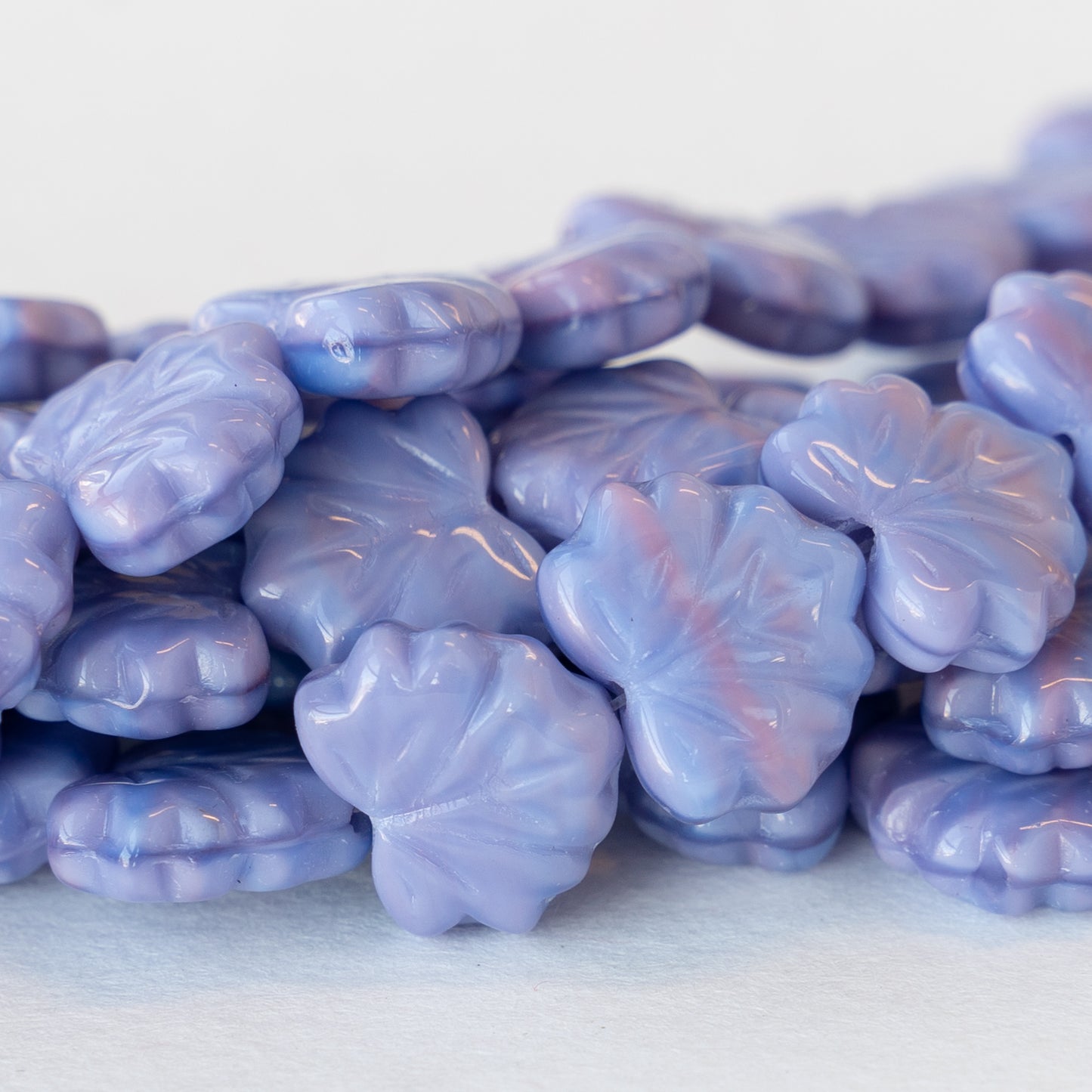 13mm Maple Leaf Beads - Opaque Lavender - 12 Beads