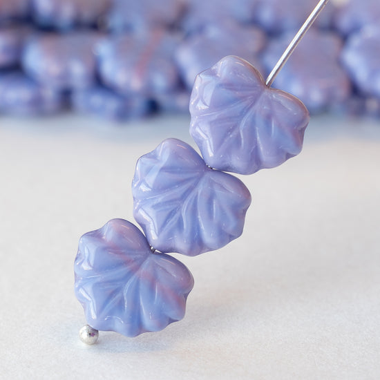 13mm Maple Leaf Beads - Opaque Lavender - 12 Beads