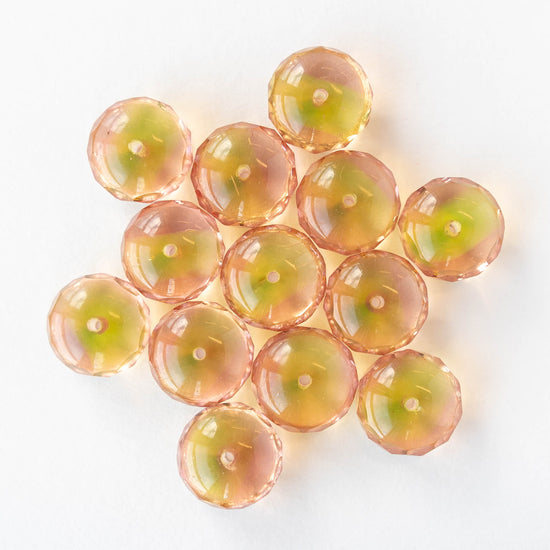 11x17mm Firepolished Rondelle Beads - Pink Jonquil Mix - 4 or 12 Beads