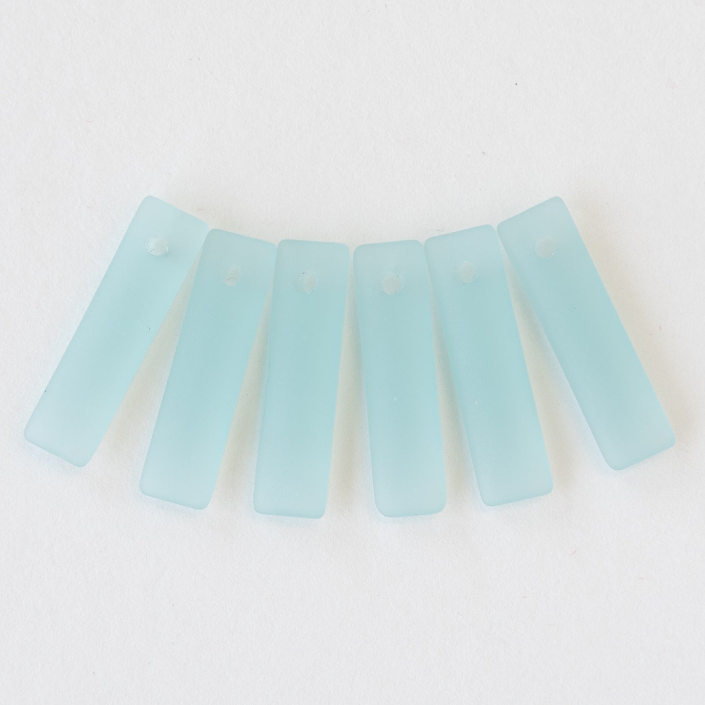 Load image into Gallery viewer, 22mm Frosted Glass Rectangle Pendants - Semi Opaque Light Seafoam - 6 beads
