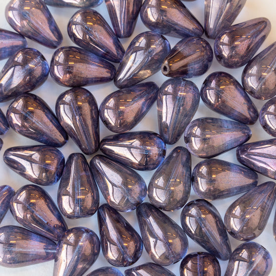 11x18mm Long Drilled Drops - Amethyst Luster - 20 Beads