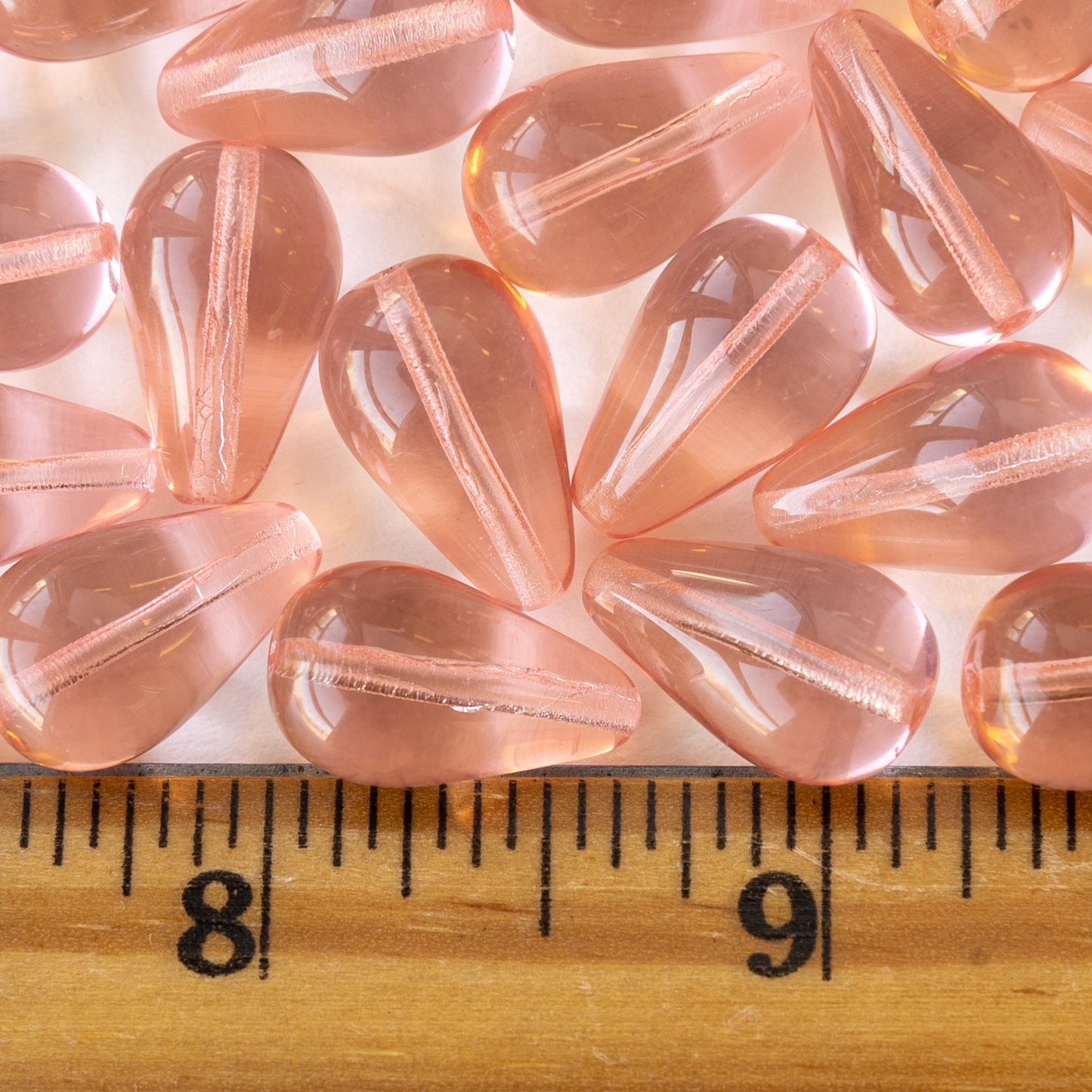 11x18mm Long Drilled Drops - Rosaline - 20 Beads