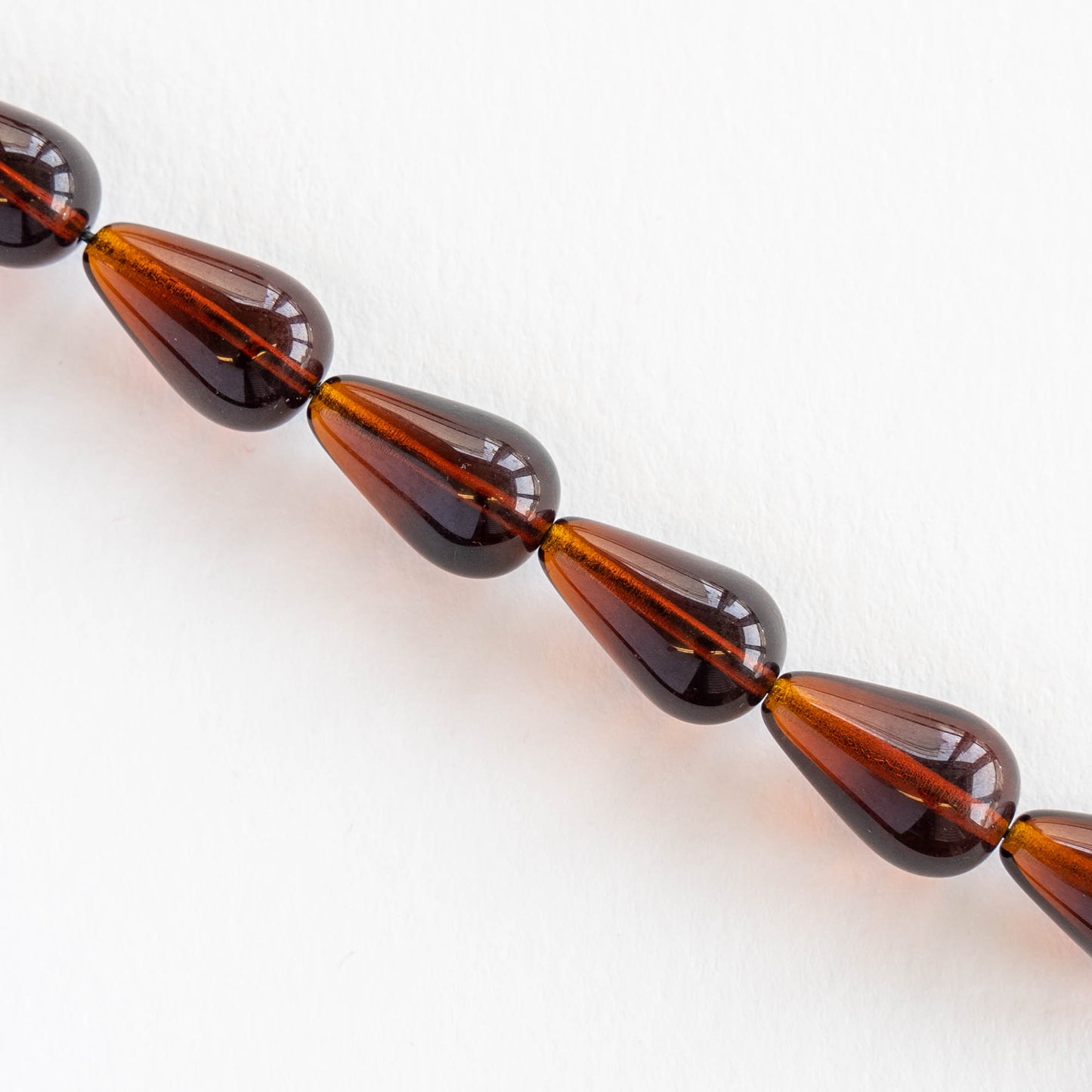 11x18mm Long Drilled Drops - Dk Amber - 30 Beads