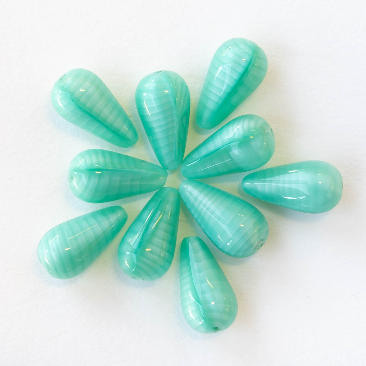 10x20mm Long Drilled Drops - Silky Seafoam - 6 or 12 beads