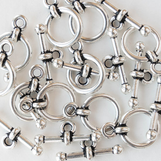Load image into Gallery viewer, 12.2mm Toggle Clasp - Antiqued Silver Finish - 2 Clasps
