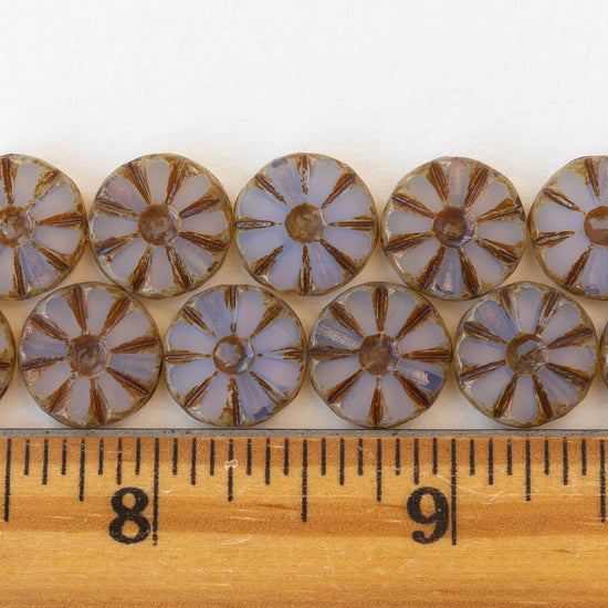 12mm Sunflower Coin Beads - Light lavender Opaline - 10 or 30 Beads