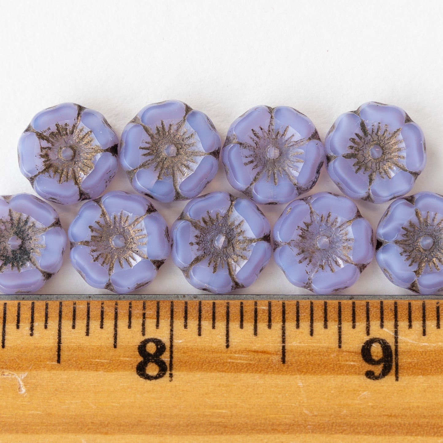 12mm Glass Flower Beads - Lavender Opaline  - 12 Beads