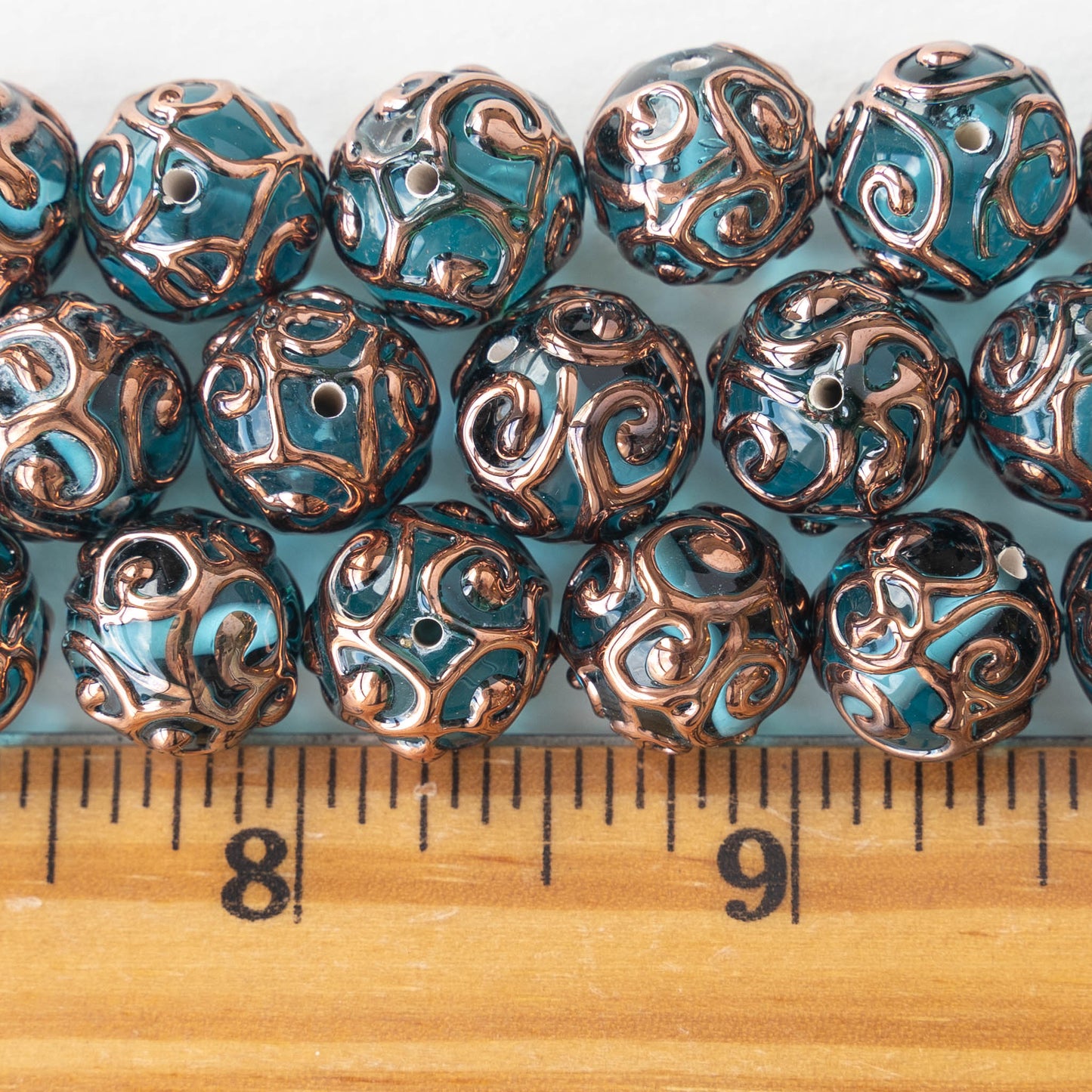 12mm Round Lampwork Beads - Aquamarine - 2, 4 or 12