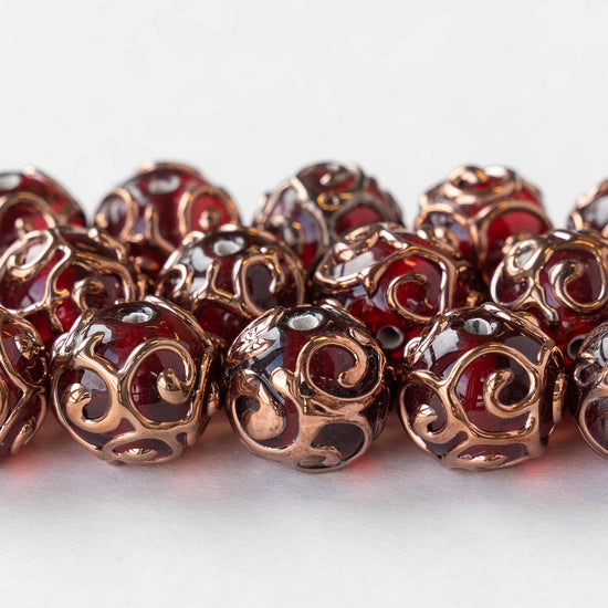 12mm Round Lampwork Beads - Red - 2, 4 or 8