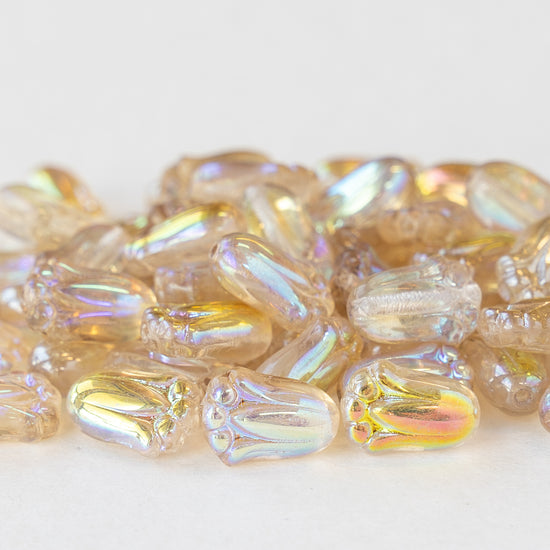Load image into Gallery viewer, 12mm Glass Tulip Beads - Champagne Luster with a Marea finish - 10 Beads
