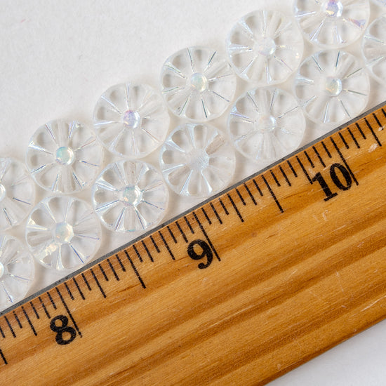 12mm Sunflower Coin Beads - Crystal AB - 10 or 30 Beads