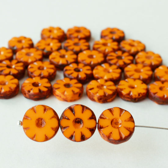 12mm Coin Beads - Hyacinth with Picasso Finish - 10 Beads