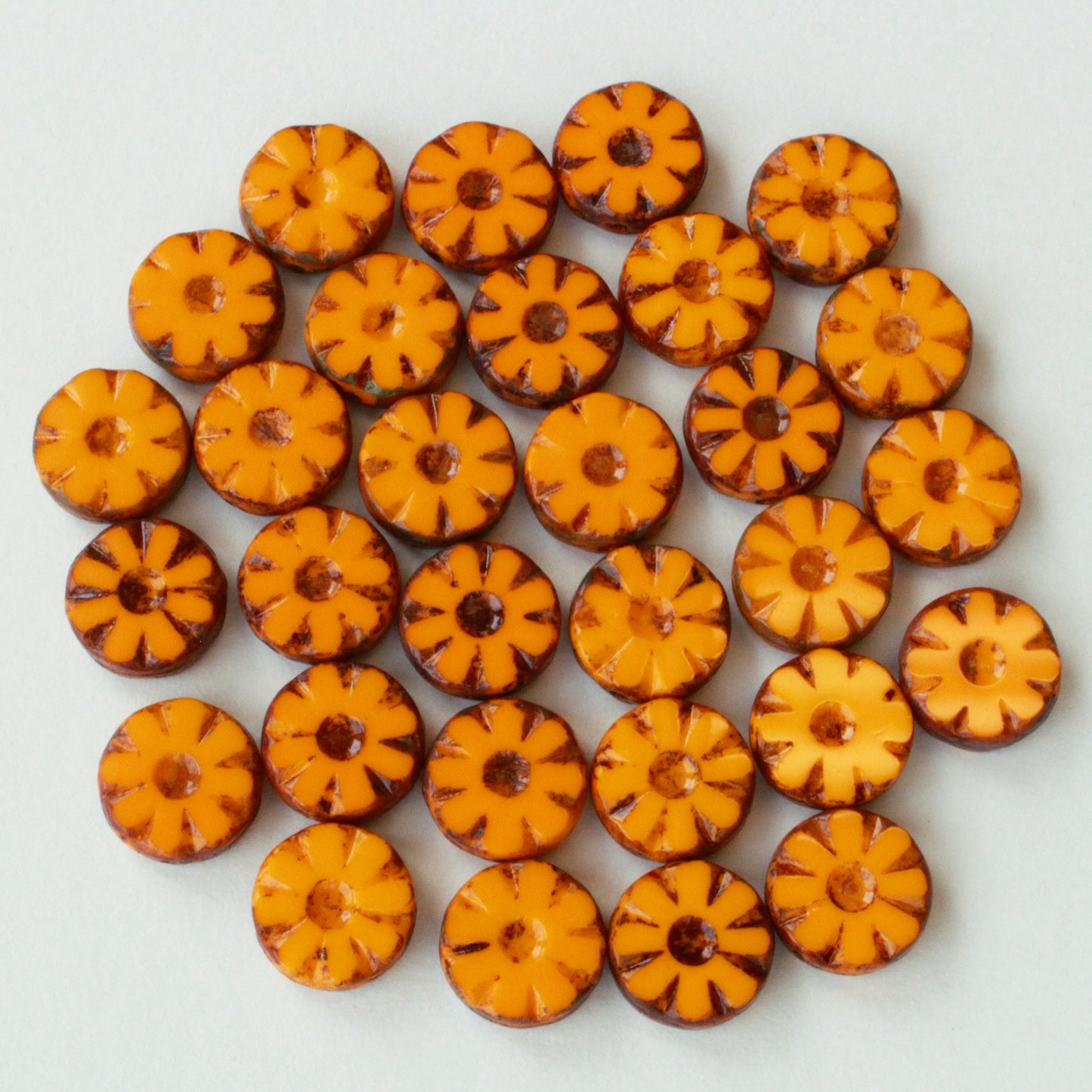 12mm Coin Beads - Hyacinth with Picasso Finish - 10 Beads