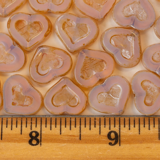 Load image into Gallery viewer, 14mm Heart Beads - Pink - 10 hearts
