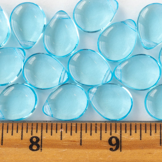 Load image into Gallery viewer, 12x16mm Flat Glass Teardrop Beads - Aqua - 20 Beads
