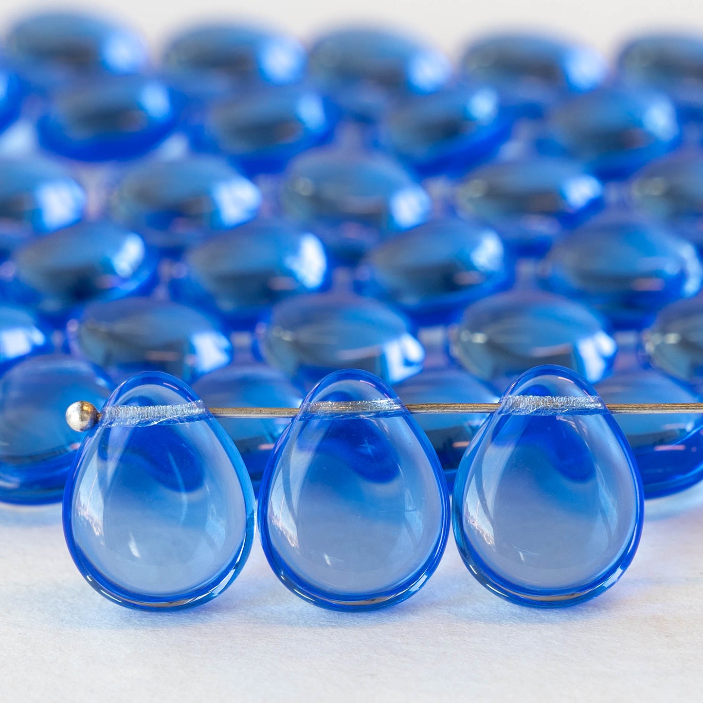 12x16mm Flat Teardrop Beads - Light Blue - 20 Beads