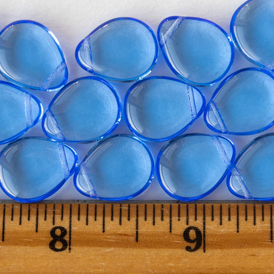 12x16mm Flat Teardrop Beads - Light Blue - 20 Beads
