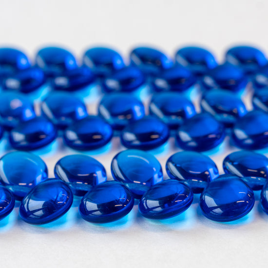 12x16mm Flat Glass Teardrop Beads - Capri Blue - 20 Beads