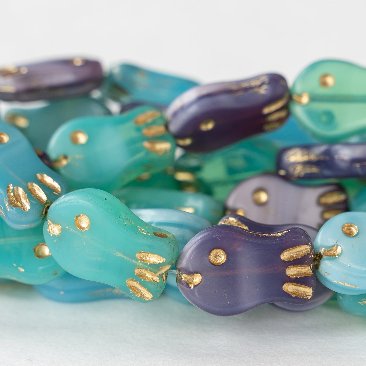 Glass Fish Beads - 19x12mm - Mix with Gold Wash - 10