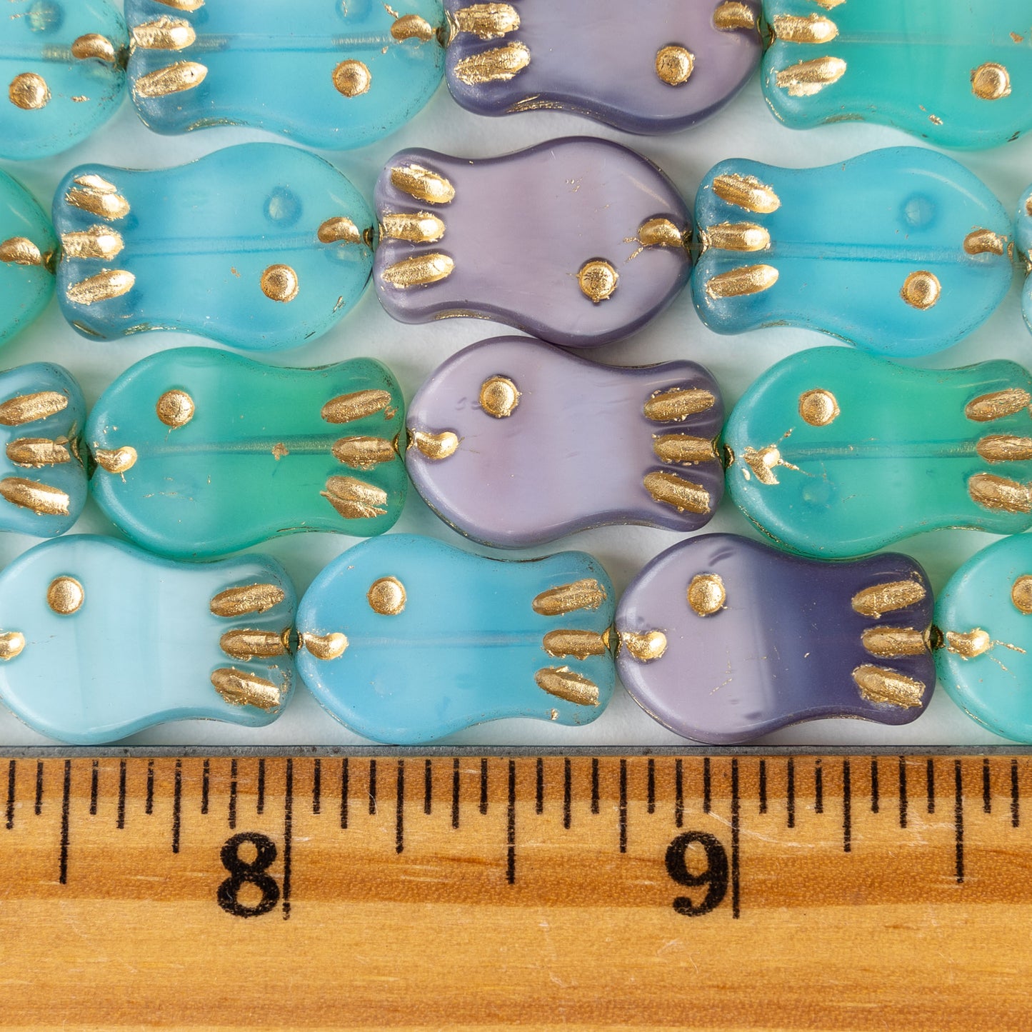 Glass Fish Beads - 19x12mm - Mix with Gold Wash - 10