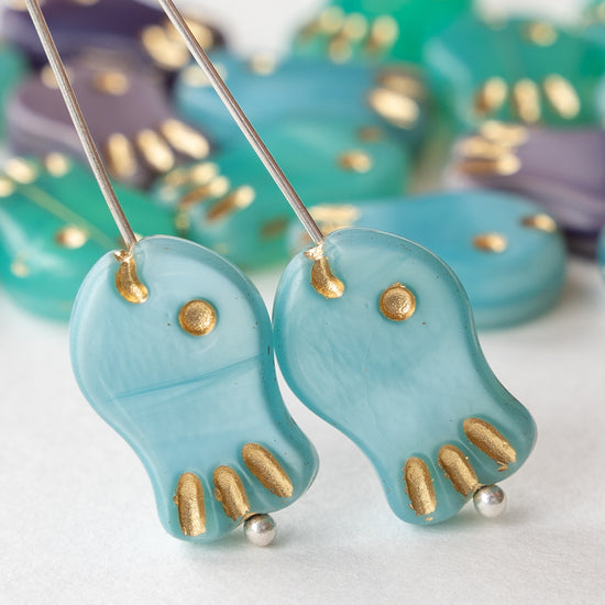 Glass Fish Beads - 19x12mm - Mix with Gold Wash - 10