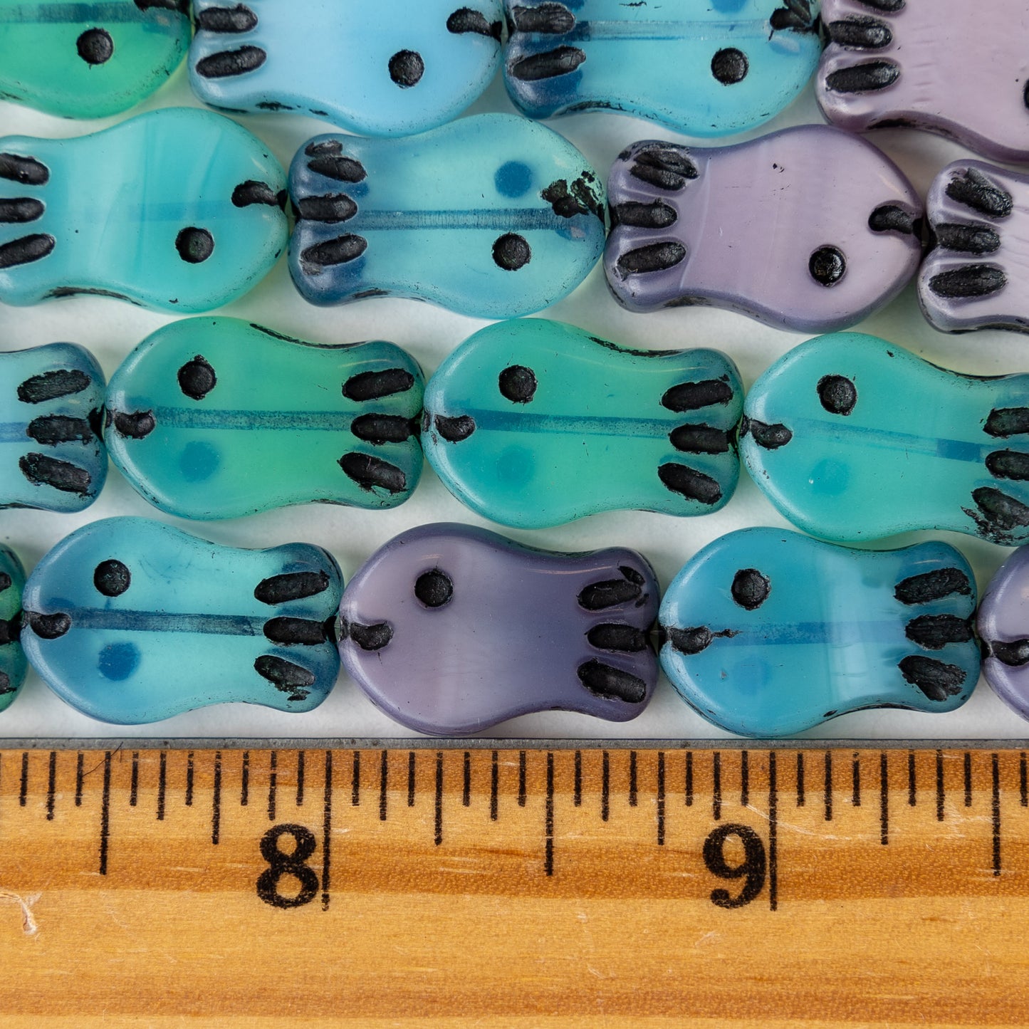Glass Fish Beads - 19x12mm - Seafoam Purple - 10