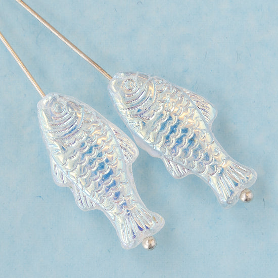 Glass Fish Beads - Crystal AB - 6 or 12
