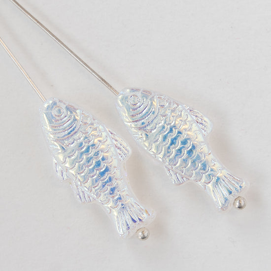 Glass Fish Beads - Crystal AB - 6 or 12