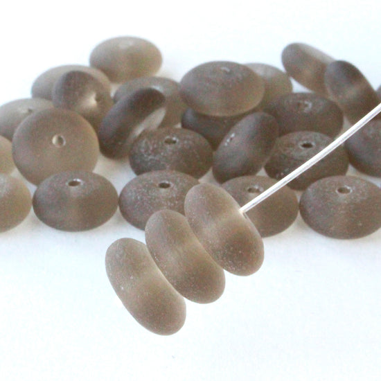 Load image into Gallery viewer, 5x12mm Frosted Glass Rondelle - Smokey Topaz - 28 Beads
