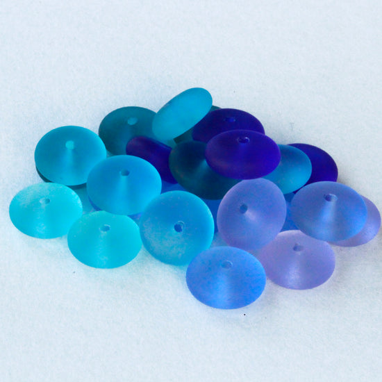 5x12mm Frosted Glass Rondelles - Color Assortment - 24 Beads