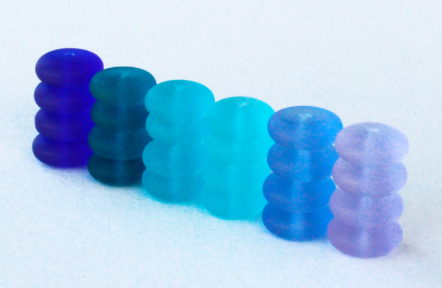 5x12mm Frosted Glass Rondelles - Color Assortment - 24 Beads