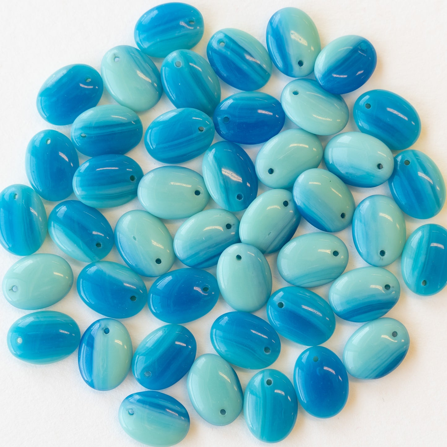 12mm Oval Lentil Beads - Turquoise Seafoam - 43 Beads