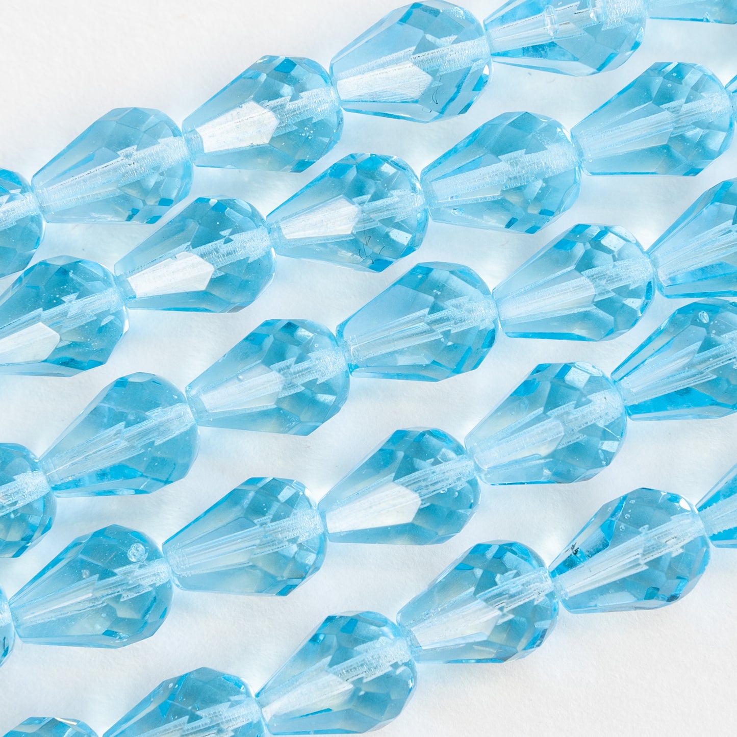 10x13mm Faceted Teardrops - Sky Blue  - 9 Beads