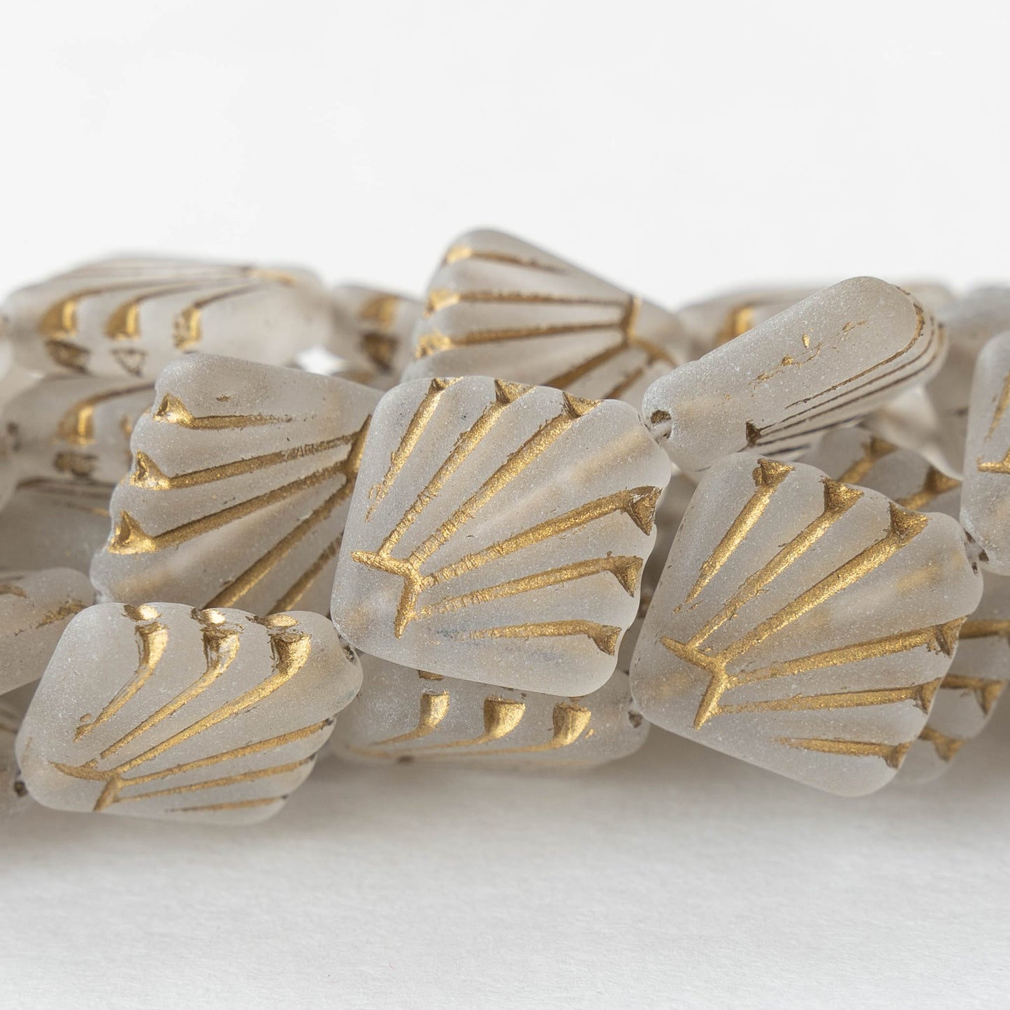 14mm Diafan Beads - Crystal Matte with Gold Wash  - 8 beads