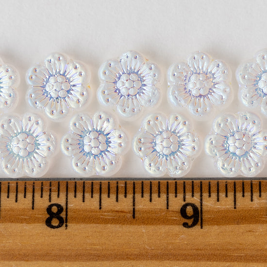 14mm Anemone Flower Beads -  Crystal Matte AB - 12 Beads