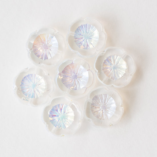 14mm Hibiscus Flower Beads - Crystal AB - 10 Beads