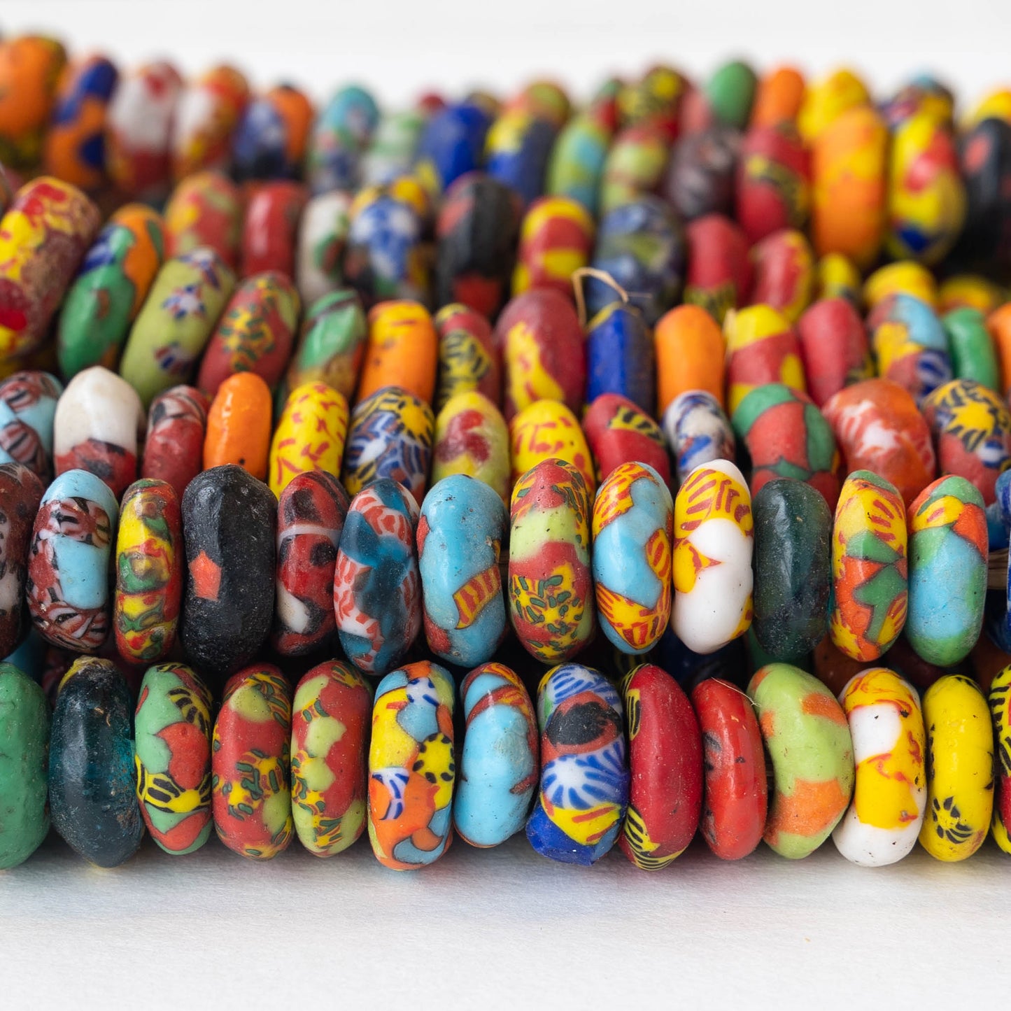 Krobo Donut Beads From Ghana Africa  - Multi colored