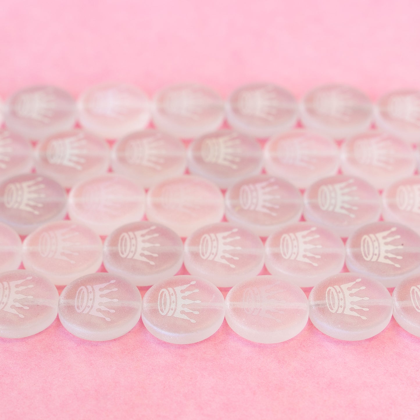 14mm Crown Beads - Crystal Matte AB - 8 beads