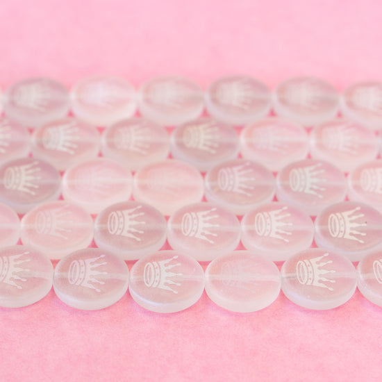 14mm Crown Beads - Crystal Matte AB - 8 beads