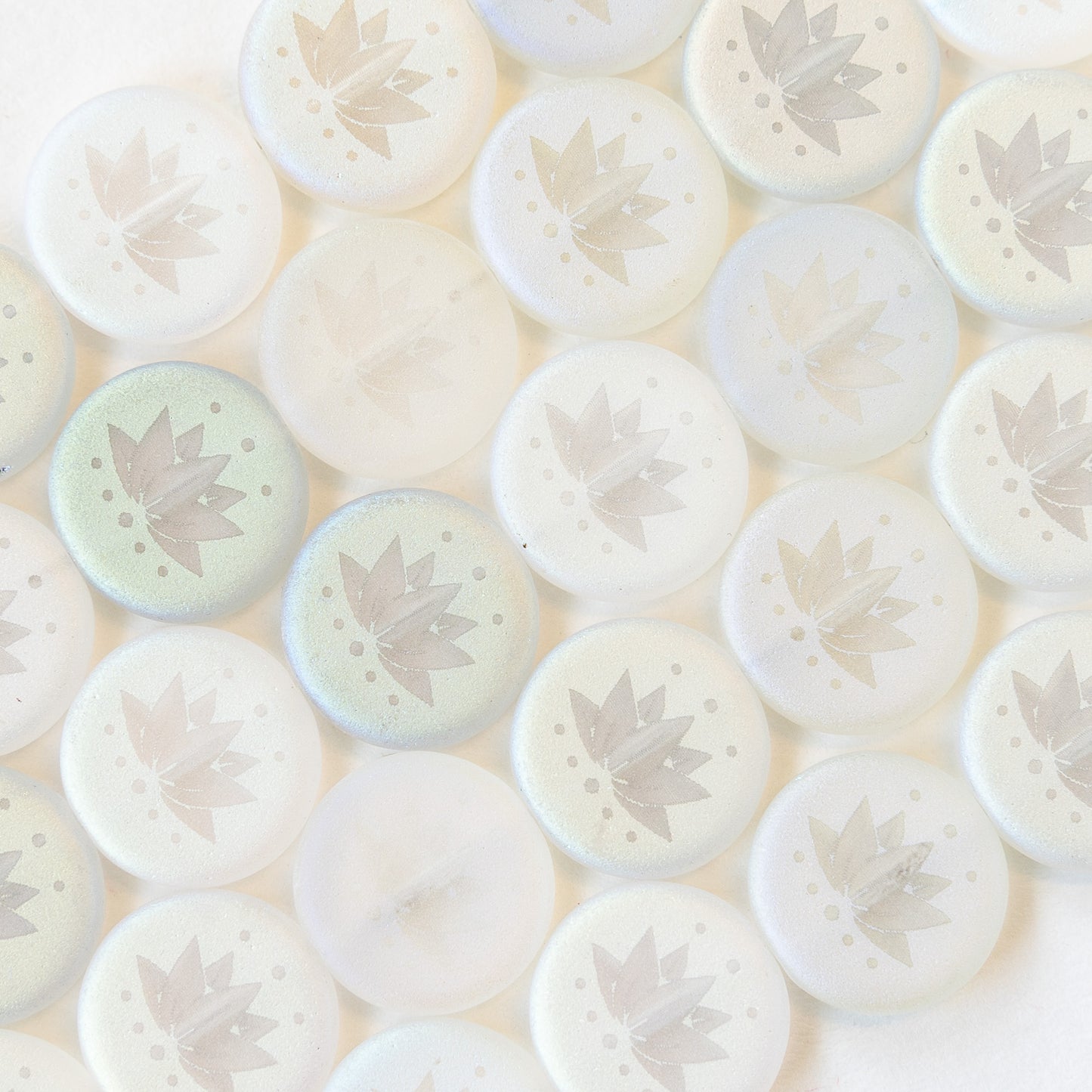14mm Lotus Flower Coin Beads - Crystal Matte AB - 8 beads