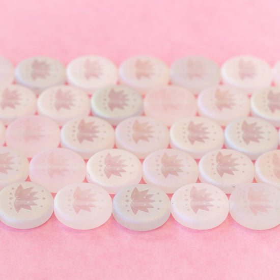 14mm Lotus Flower Coin Beads - Crystal Matte AB - 8 beads