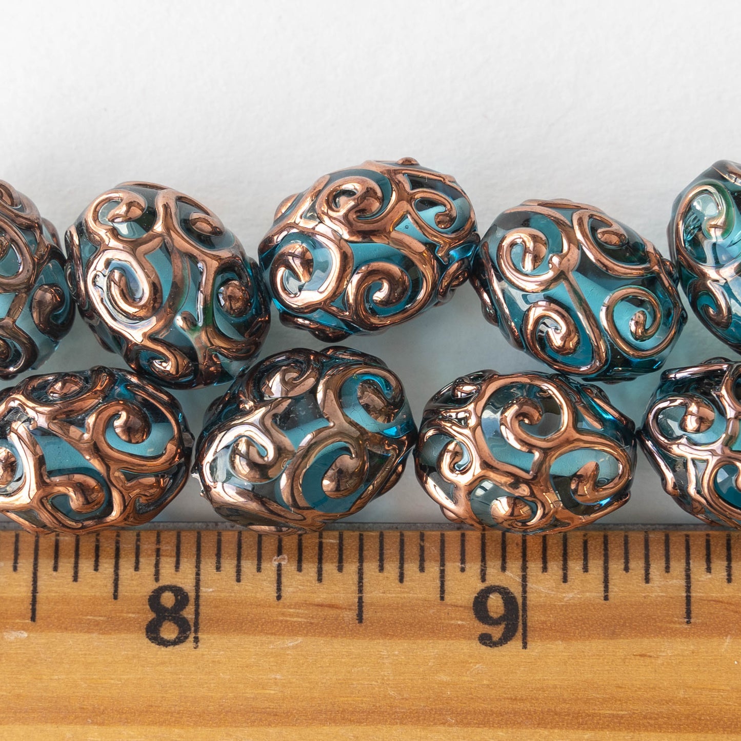 17x12mm Handmade Lampwork Beads - Aquamarine - 2, 4 or 8