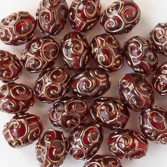 Load image into Gallery viewer, 17x14mm Handmade Lampwork Beads - Red - 2, 4 or 8

