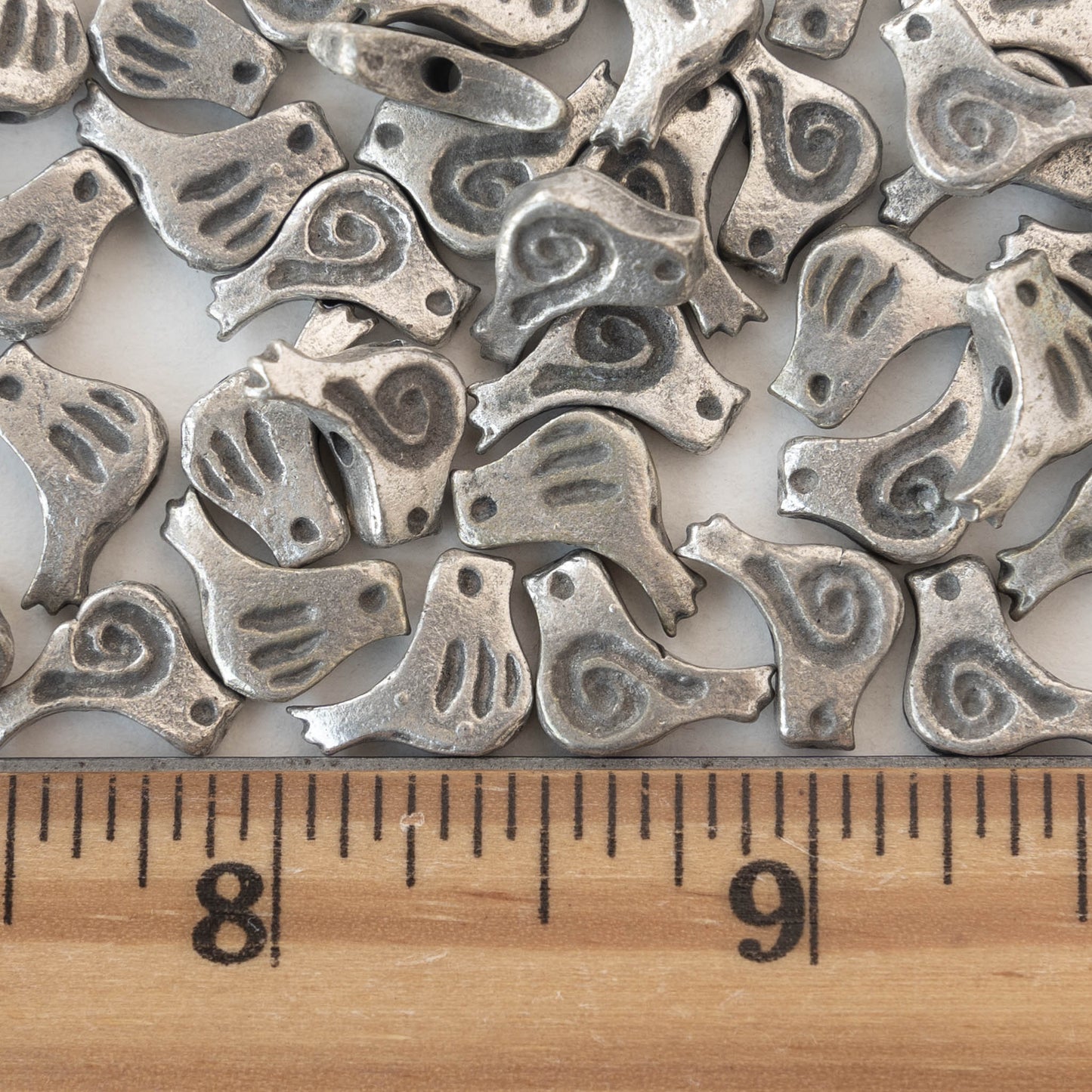 Load image into Gallery viewer, 12mm Little Birdie Bead - Pewter - 4 Birds
