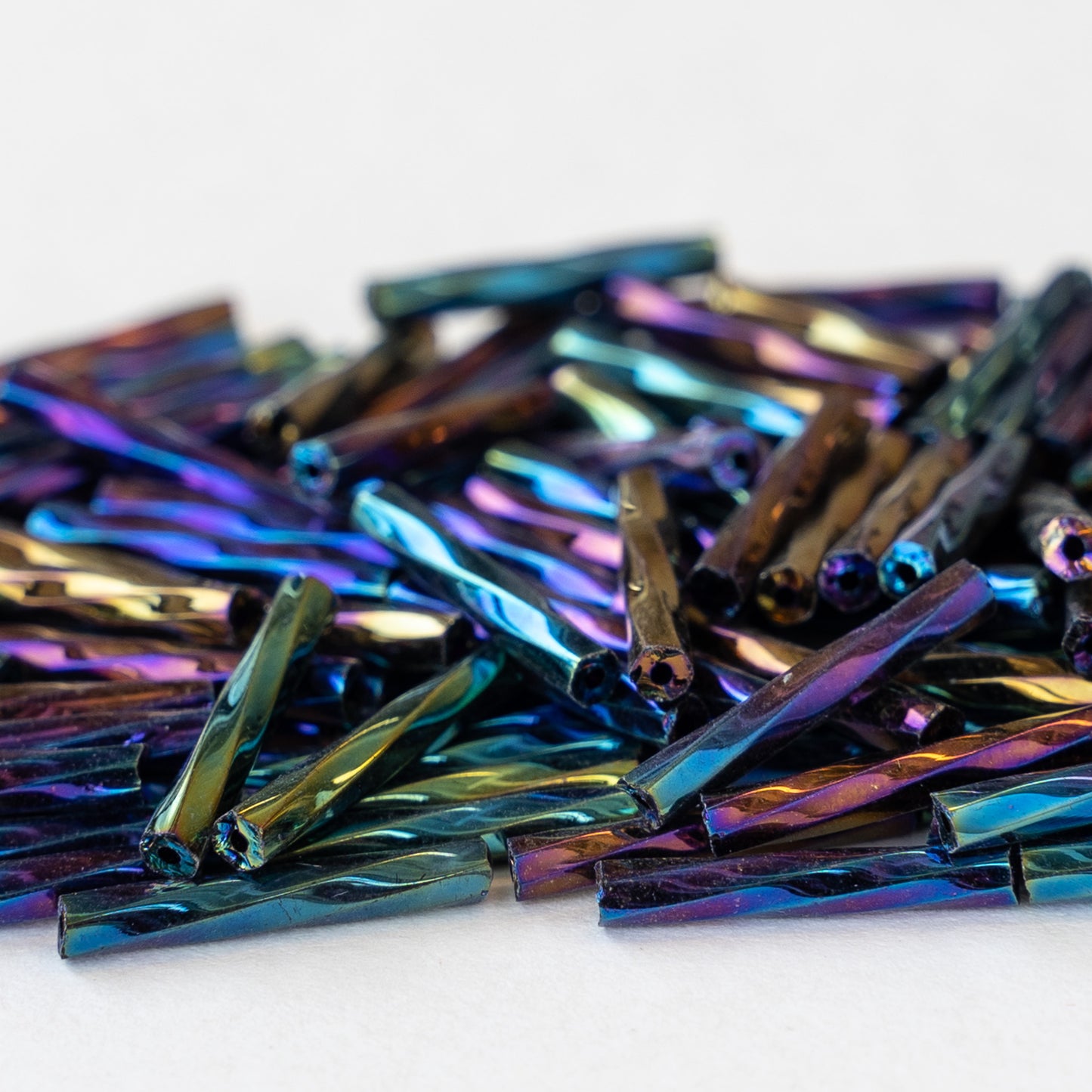 6 mm Bugle Beads Blue Iris (HEX) – www.