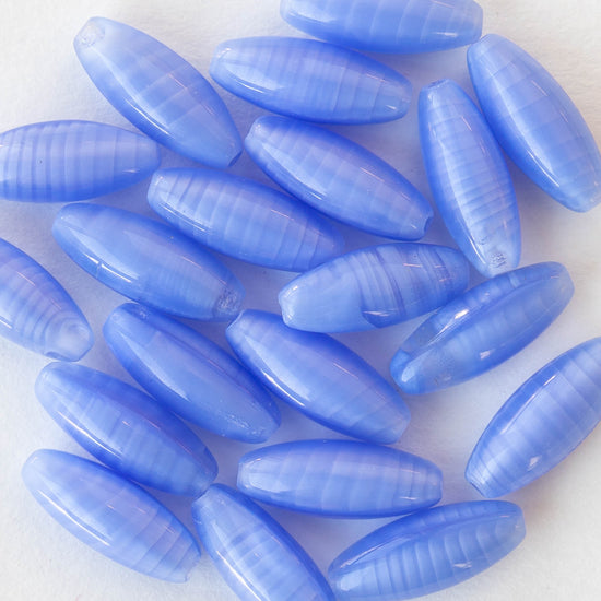 15mm Tapered Tube Beads - Silky Periwinkle Blue - 10